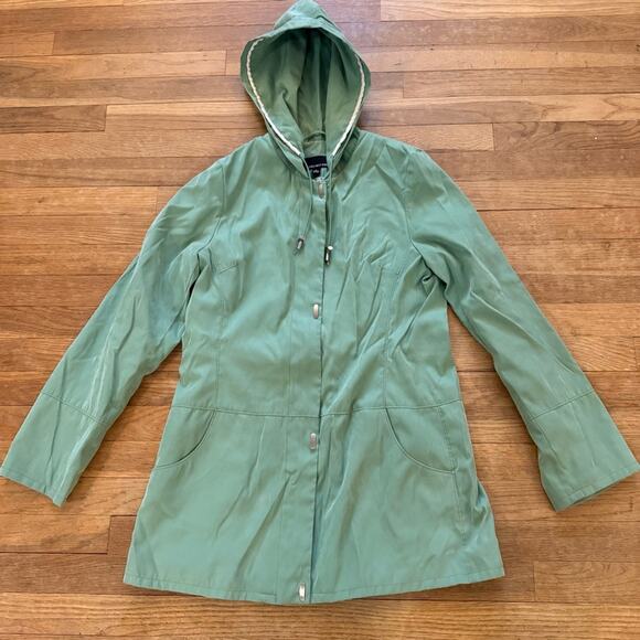 Jones New York green zippered hooded rain jacket size medium M
 b17 - Picture 1 of 5